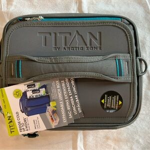 NEW Titan Expandable Lunch Box 2 Ice Walls Container Gray Sz 11”x9”